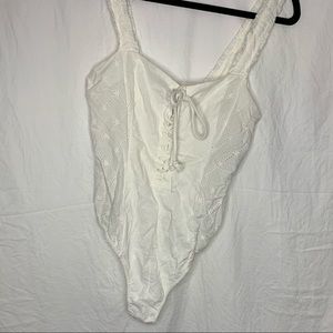 Free People White Thong Bodysuit